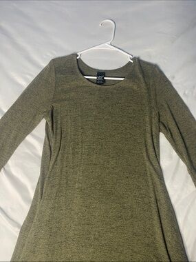 Lildy Olive Green Long Sleeve A-Line Dress